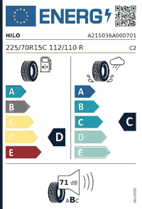 Etiquette europeenne HILO 225/70R15C 112/110 R